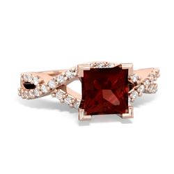 Garnet Diamond Twist 6Mm Princess Engagment  14K Rose Gold ring R26406SQ