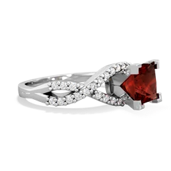 Garnet Diamond Twist 6Mm Princess Engagment  14K White Gold ring R26406SQ