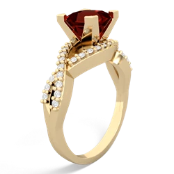 Garnet Diamond Twist 6Mm Princess Engagment  14K Yellow Gold ring R26406SQ