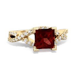 Garnet Diamond Twist 6Mm Princess Engagment  14K Yellow Gold ring R26406SQ