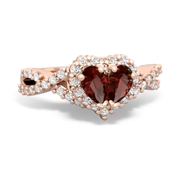 Garnet Diamond Twist 'One Heart' 14K Rose Gold ring R2640HRT