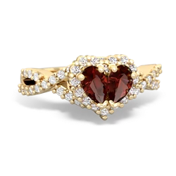 Garnet Diamond Twist 'One Heart' 14K Yellow Gold ring R2640HRT