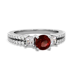 Garnet Classic 5Mm Round Engagement 14K White Gold ring R26435RD