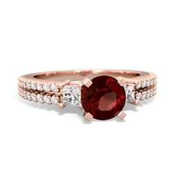 Garnet Classic 6Mm Round Engagement 14K Rose Gold ring R26436RD