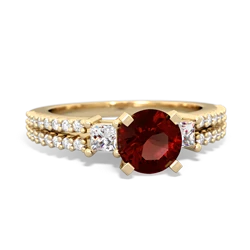 Garnet Classic 6Mm Round Engagement 14K Yellow Gold ring R26436RD