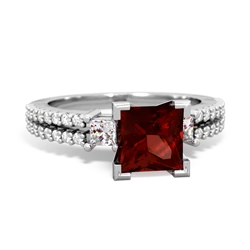 Garnet Classic 6Mm Princess Engagement 14K White Gold ring R26436SQ