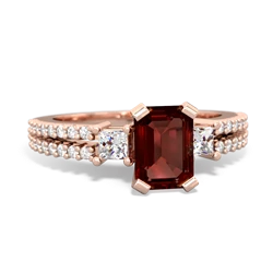 Garnet Classic 7X5mm Emerald-Cut Engagement 14K Rose Gold ring R26437EM