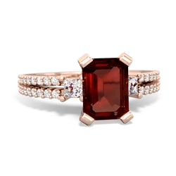 Garnet Classic 8X6mm Emerald-Cut Engagement 14K Rose Gold ring R26438EM