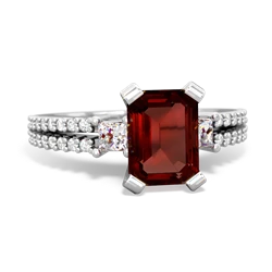 Garnet Classic 8X6mm Emerald-Cut Engagement 14K White Gold ring R26438EM