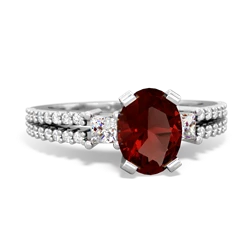 Garnet Classic 8X6mm Oval Engagement 14K White Gold ring R26438VL