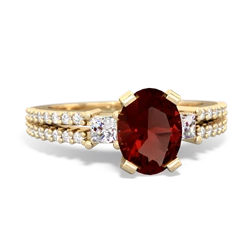 Garnet Classic 8X6mm Oval Engagement 14K Yellow Gold ring R26438VL