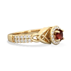 Thumbnail for Garnet Celtic Knot Halo 14K Yellow Gold ring R26445RH - side view