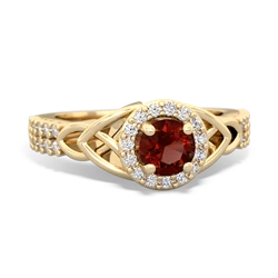 Thumbnail for Garnet Celtic Knot Halo 14K Yellow Gold ring R26445RH - front view