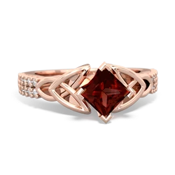 Thumbnail for Garnet Celtic Knot Engagement 14K Rose Gold ring R26445SQ - front view