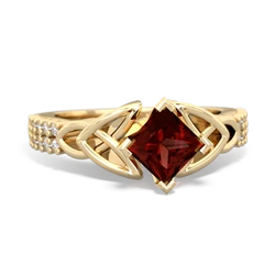 Thumbnail for Garnet Celtic Knot Engagement 14K Yellow Gold ring R26445SQ - front view