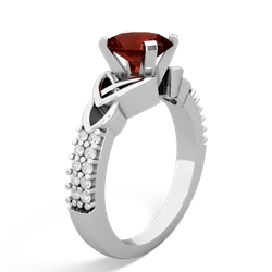 Thumbnail for Garnet Celtic Knot Engagement 14K White Gold ring R26448VL - hand 1 view
