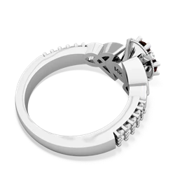 Garnet Celtic Knot Cluster Engagement 14K White Gold ring R26443RD