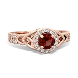 Garnet Celtic Knot Halo 14K Rose Gold ring R26445RH