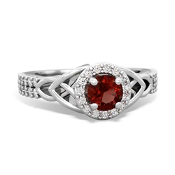 Garnet Celtic Knot Halo 14K White Gold ring R26445RH