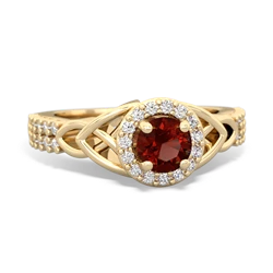 Garnet Celtic Knot Halo 14K Yellow Gold ring R26445RH