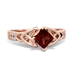 Garnet Celtic Knot 5Mm Square Engagement 14K Rose Gold ring R26445SQ