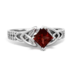 Garnet Celtic Knot 5Mm Square Engagement 14K White Gold ring R26445SQ