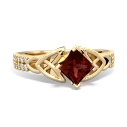 Garnet Celtic Knot 5Mm Square Engagement 14K Yellow Gold ring R26445SQ