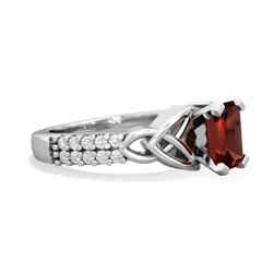 Garnet Celtic Knot 7X5 Emerald-Cut Engagement 14K White Gold ring R26447EM