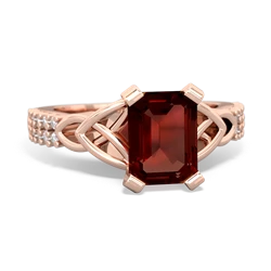 Garnet Celtic Knot 8X6 Emerald-Cut Engagement 14K Rose Gold ring R26448EM