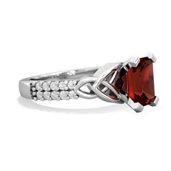 Garnet Celtic Knot 8X6 Emerald-Cut Engagement 14K White Gold ring R26448EM