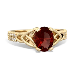 Garnet Celtic Knot 8X6 Oval Engagement 14K Yellow Gold ring R26448VL