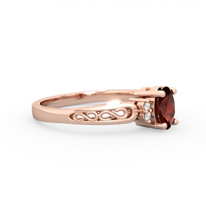 Garnet Filligree Scroll Oval 14K Rose Gold ring R0812