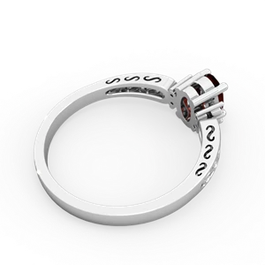 Garnet Filligree Scroll Oval 14K White Gold ring R0812