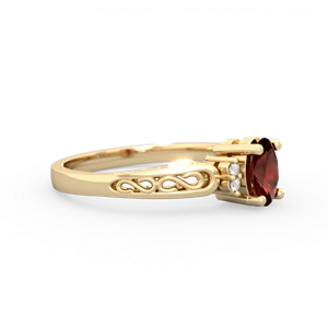 Garnet Filligree Scroll Oval 14K Yellow Gold ring R0812