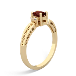 Garnet Filligree Scroll Oval 14K Yellow Gold ring R0812