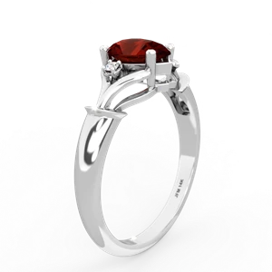 Garnet Precious Pear 14K White Gold ring R0826