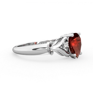 Garnet Precious Pear 14K White Gold ring R0826