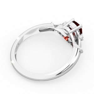 Garnet Precious Pear 14K White Gold ring R0826