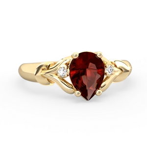 Garnet Precious Pear 14K Yellow Gold ring R0826