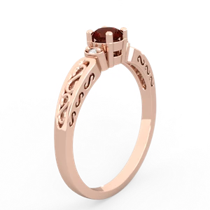 Garnet Filligree Scroll Round 14K Rose Gold ring R0829