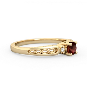 Garnet Filligree Scroll Round 14K Yellow Gold ring R0829
