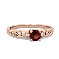 Garnet Filligree Scroll Round 14K Rose Gold ring R0829