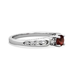 Garnet Filligree Scroll Round 14K White Gold ring R0829