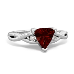 Garnet Trillion Twist 14K White Gold ring R2104