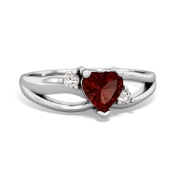 Garnet Split Band Swirl 14K White Gold ring R2130