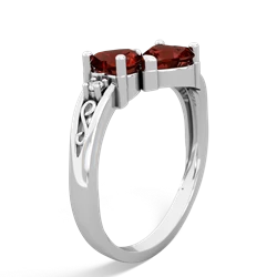 Garnet Snuggling Hearts 14K White Gold ring R2178