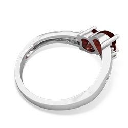 Garnet Snuggling Hearts 14K White Gold ring R2178