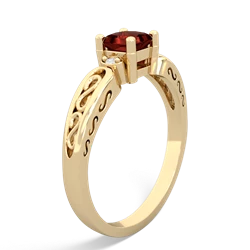Garnet Filligree Scroll Square 14K Yellow Gold ring R2430