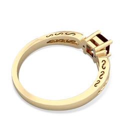 Garnet Filligree Scroll Square 14K Yellow Gold ring R2430