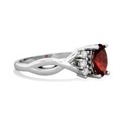 Garnet Victorian Twist 14K White Gold ring R2497